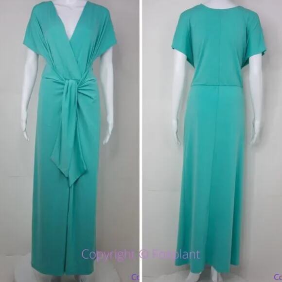 NEW Eloquii teal wrap front midi dress, women's plus size 18 - Picture 5 of 16
